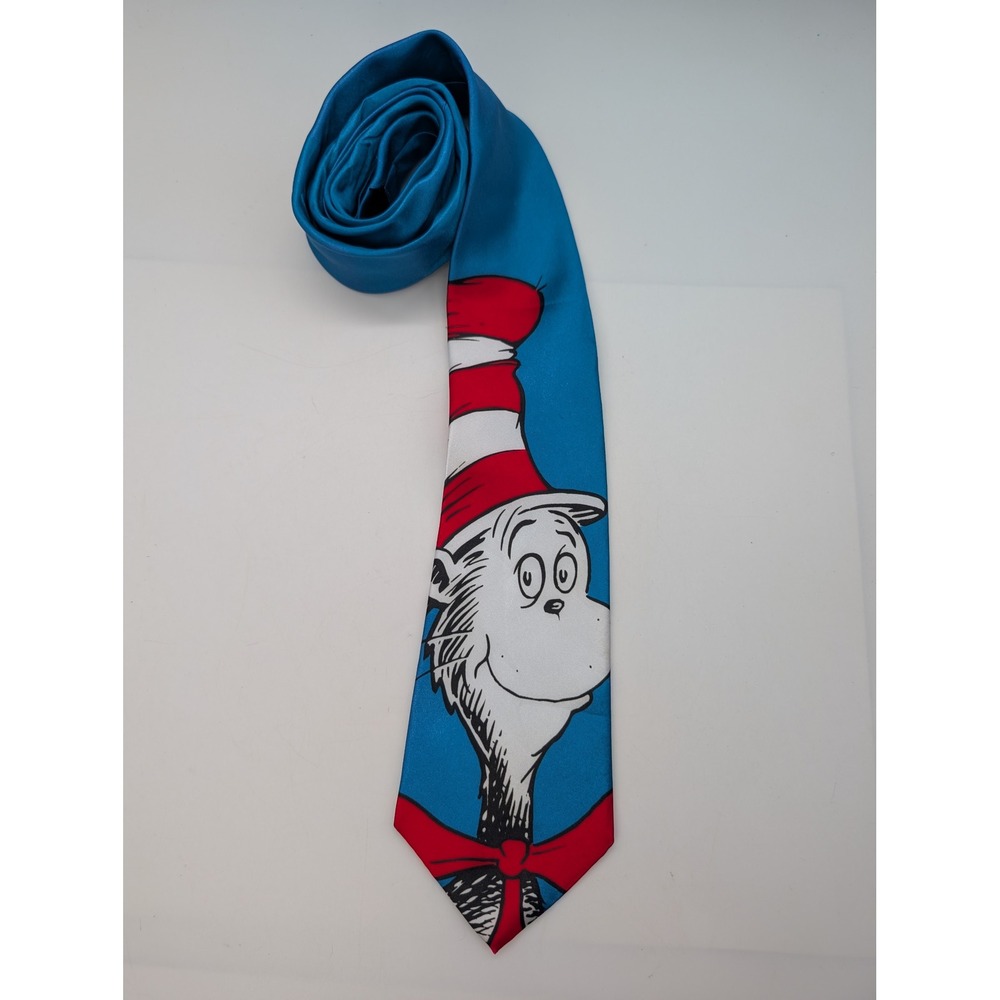 Dr. Seuss Cat in the Hat Blue Novelty Men's Necktie 60" Long 3.75" Wide 2020